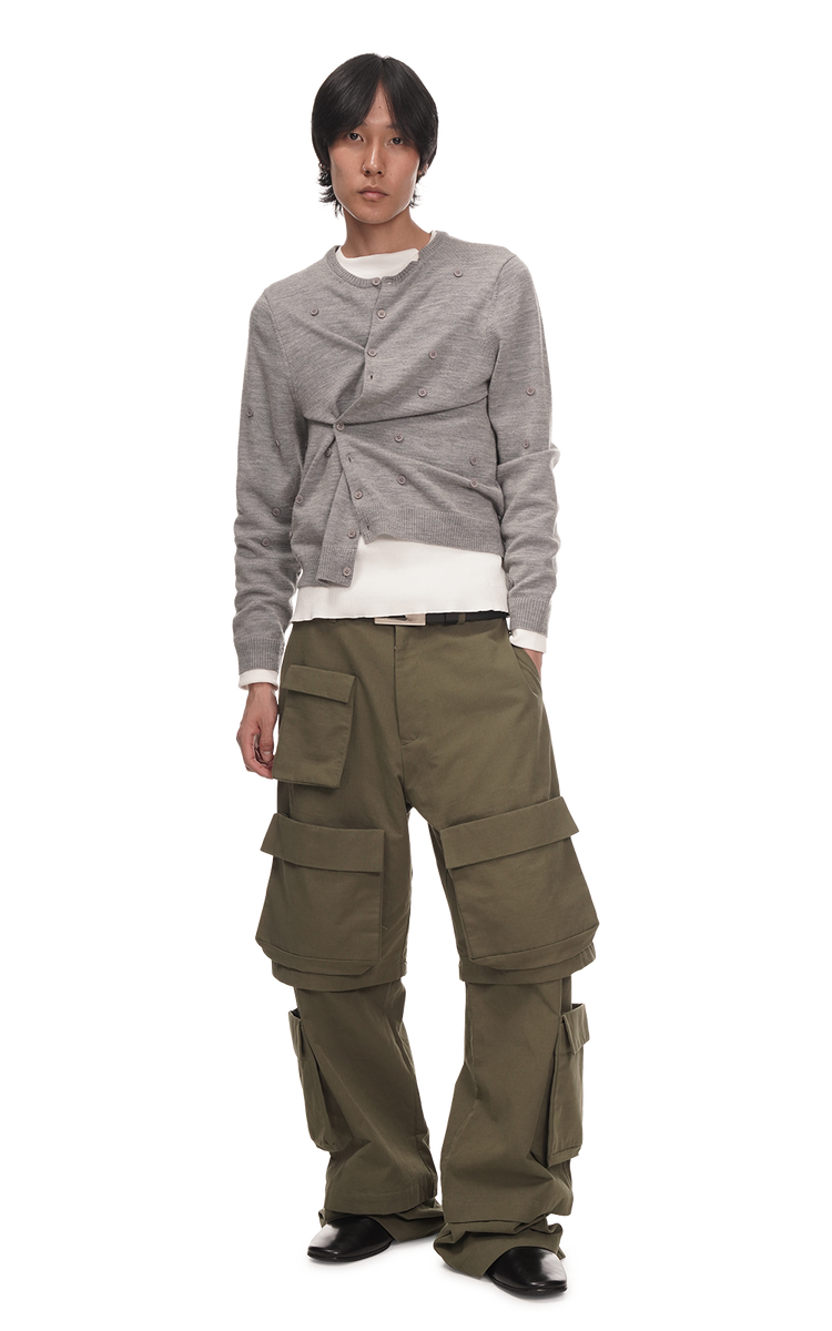 SCATTERED BUTTON CARDIGAN IN GRAY – SPENCER BADU