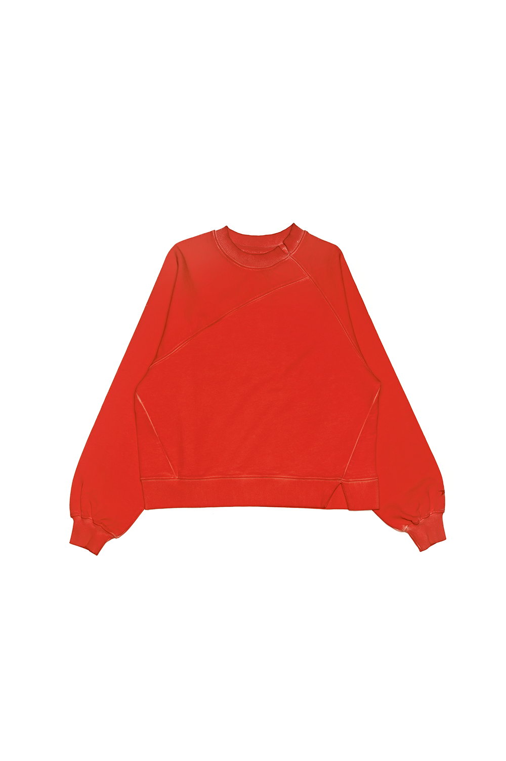 ASYMMETRICAL RAGLAN SWEATER IN RED