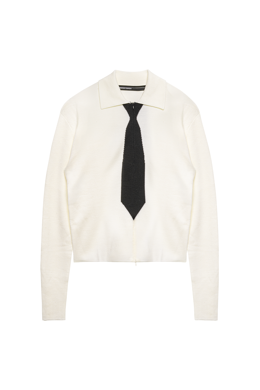 KNITTED TIE SHIRT IN WHITE