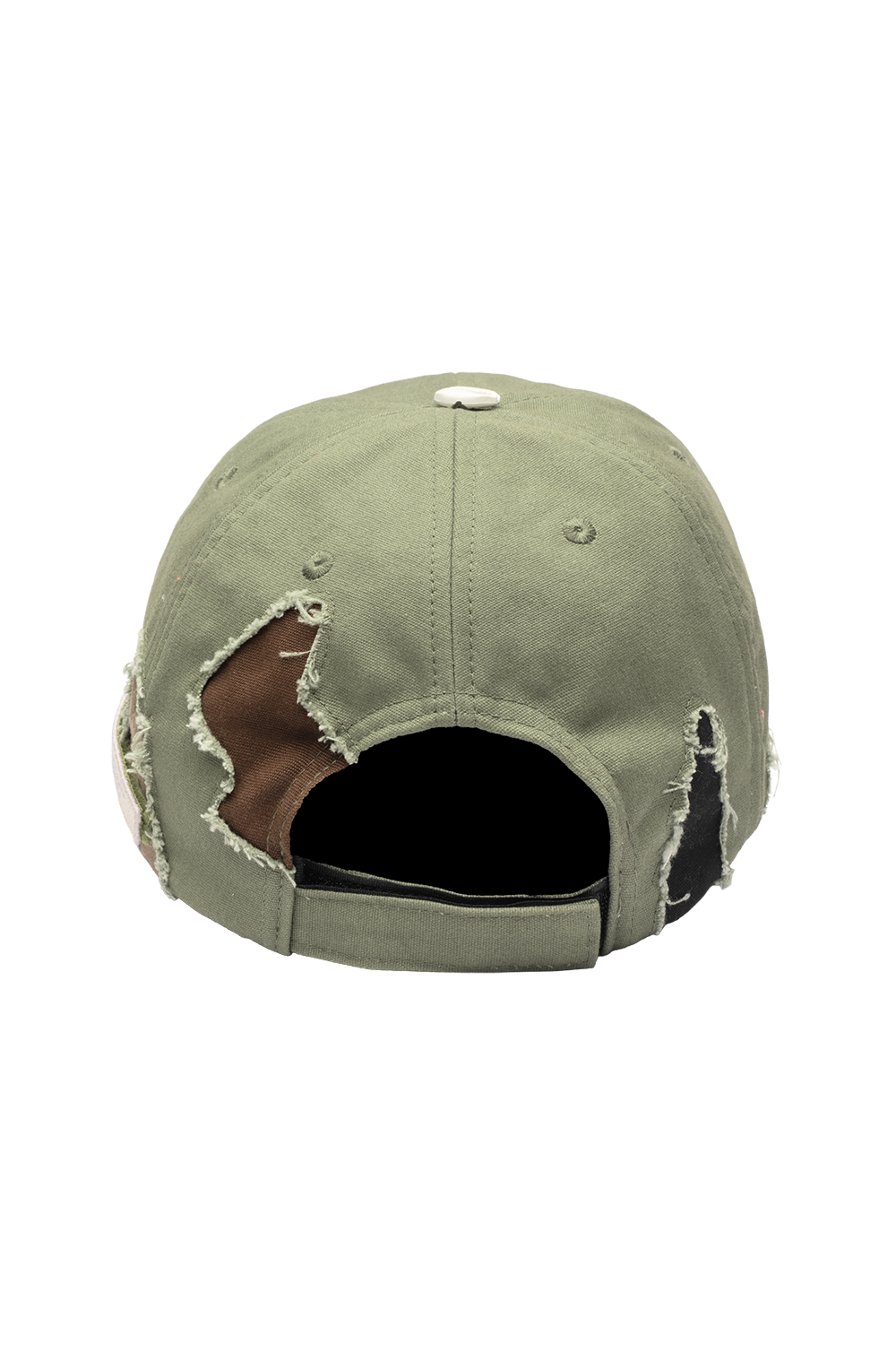 DISTRESSED CAMO CAP IN GREEN