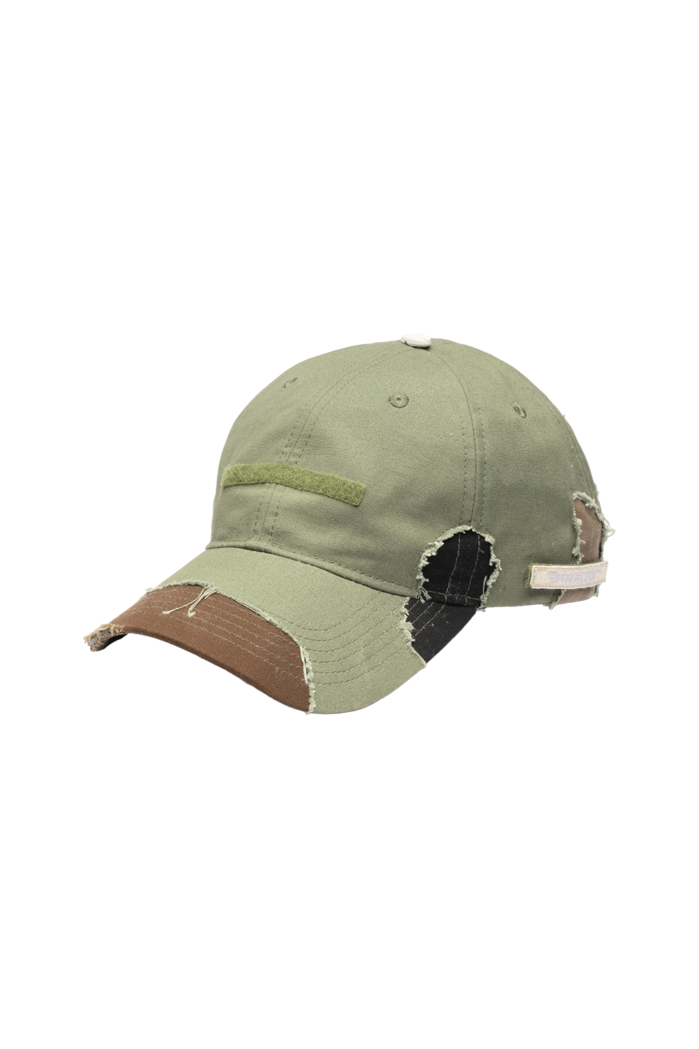 DISTRESSED CAMO CAP IN GREEN