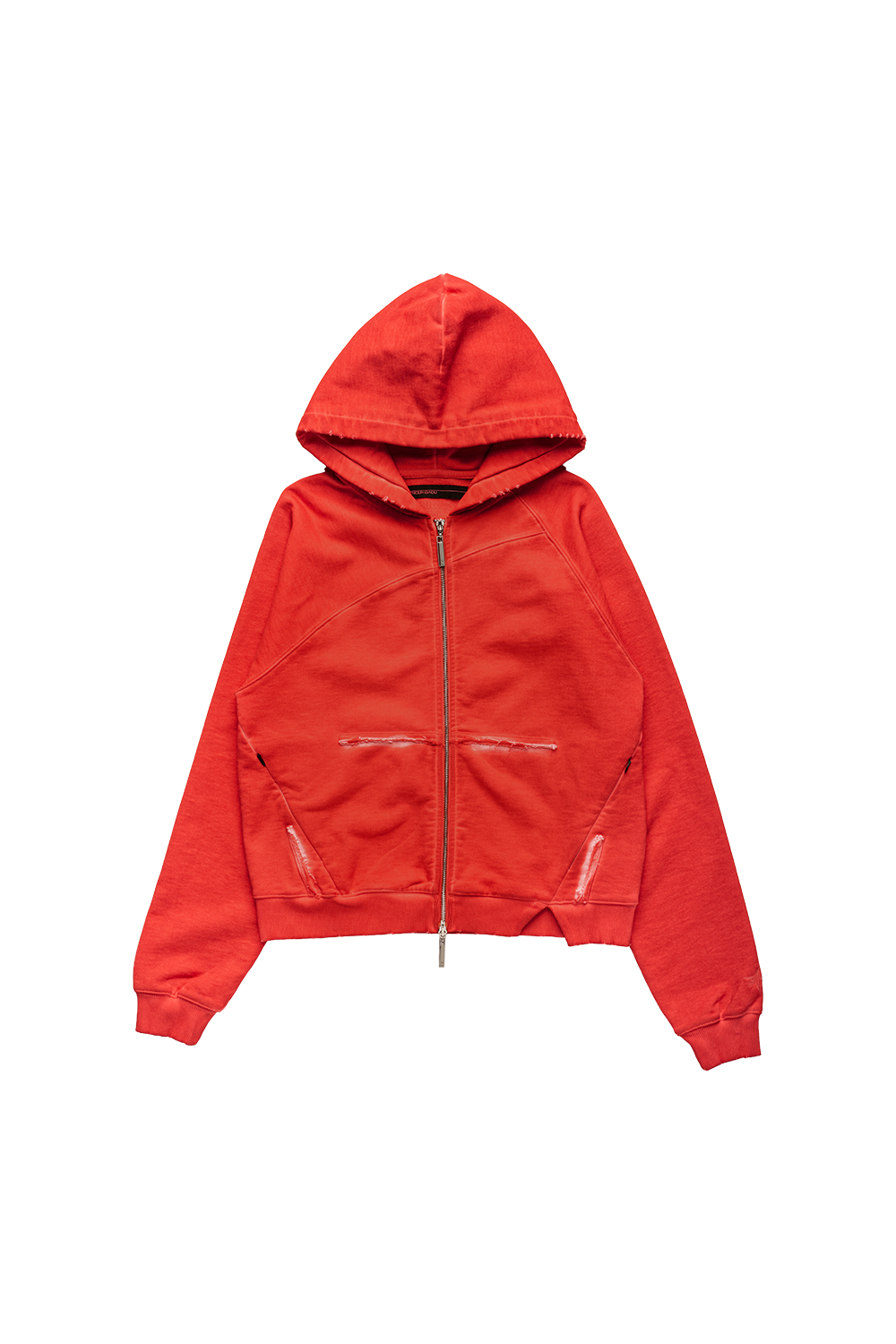 ASYMMETRICAL RAGLAN HOODIE IN RED