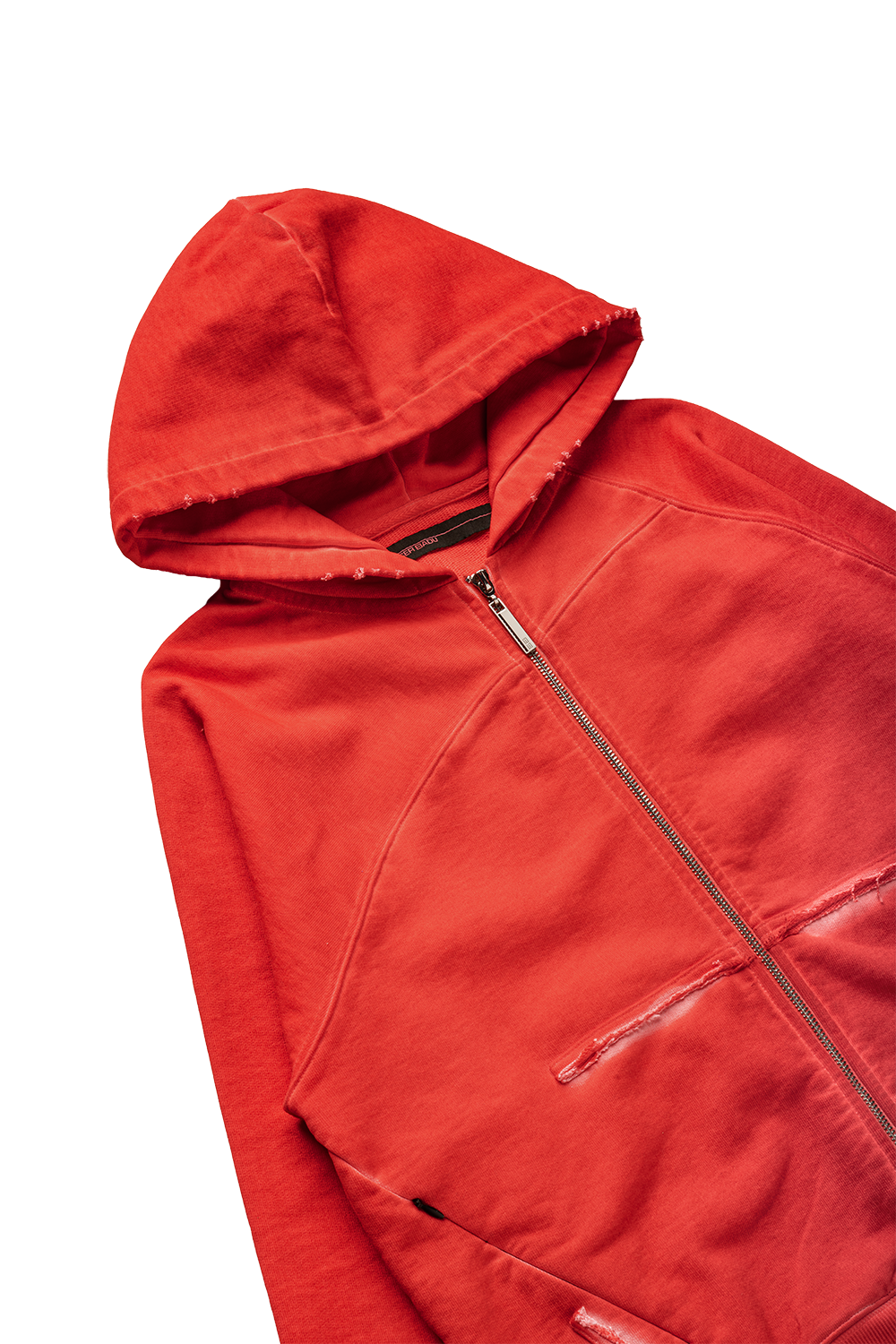 ASYMMETRICAL RAGLAN HOODIE IN RED