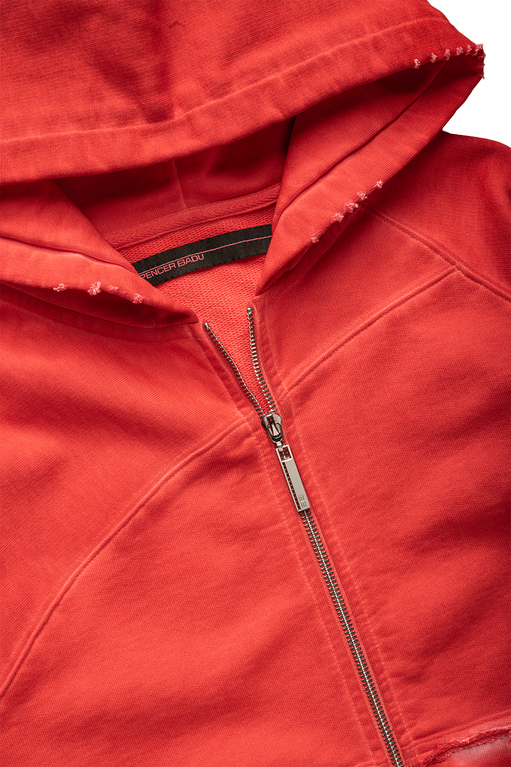 ASYMMETRICAL RAGLAN HOODIE IN RED
