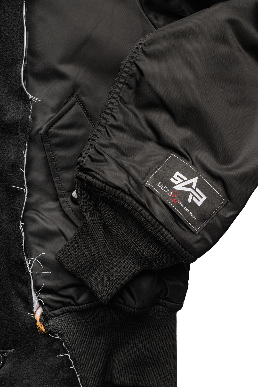 BLACK ALPHA INDUSTRIES REWORKED BOMBER JACKET