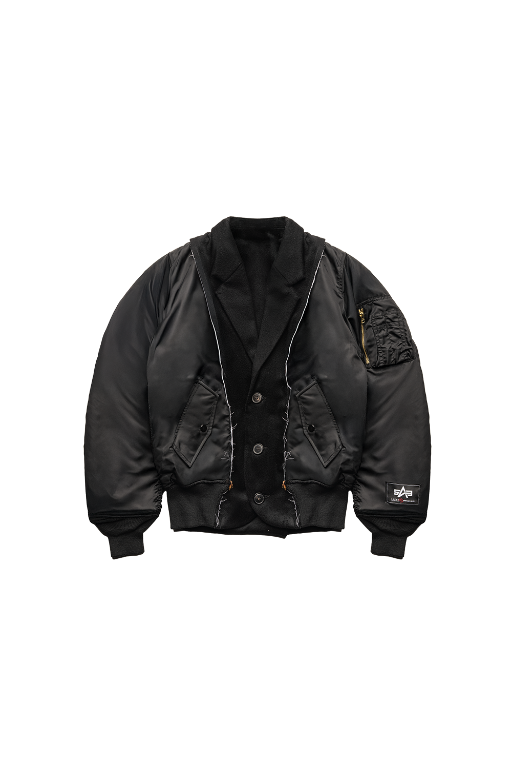 BLACK ALPHA INDUSTRIES REWORKED BOMBER JACKET
