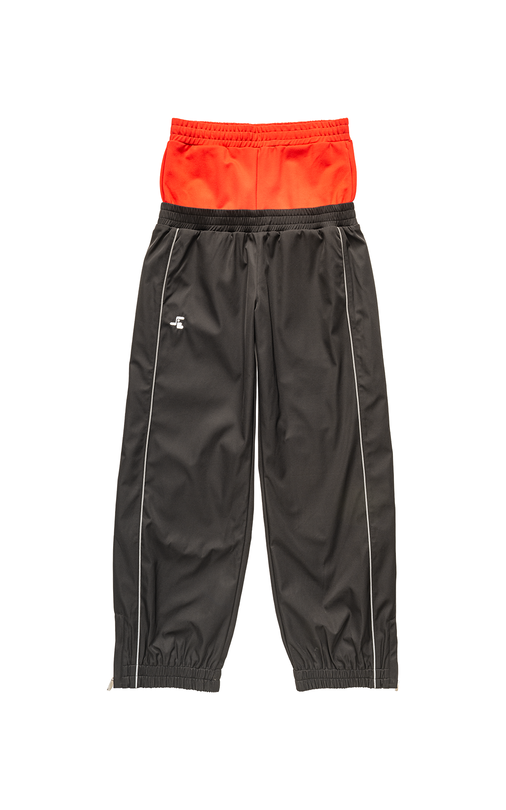 BLACK DOUBLE WAIST TRACK PANTS