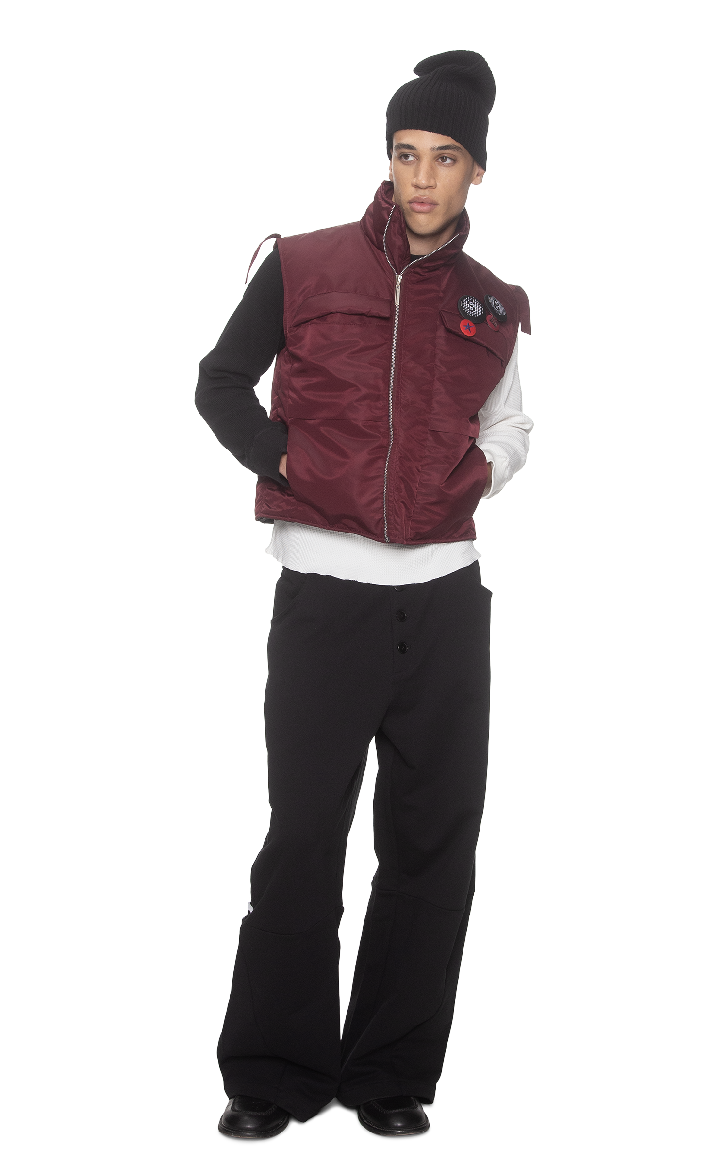 NYLON VEST IN BURGUNDY