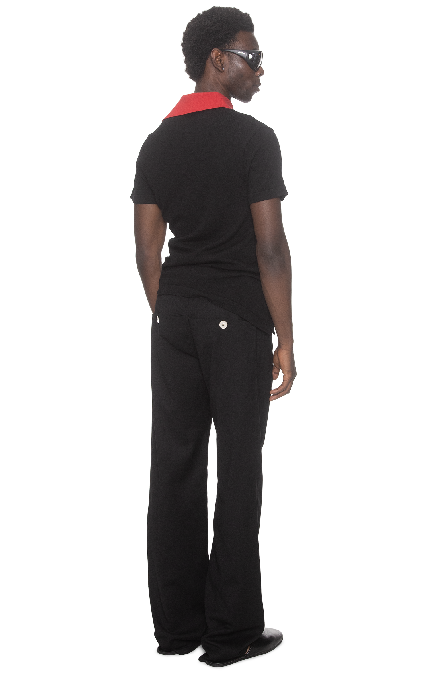 TWISTED KNIT POLO IN BLACK