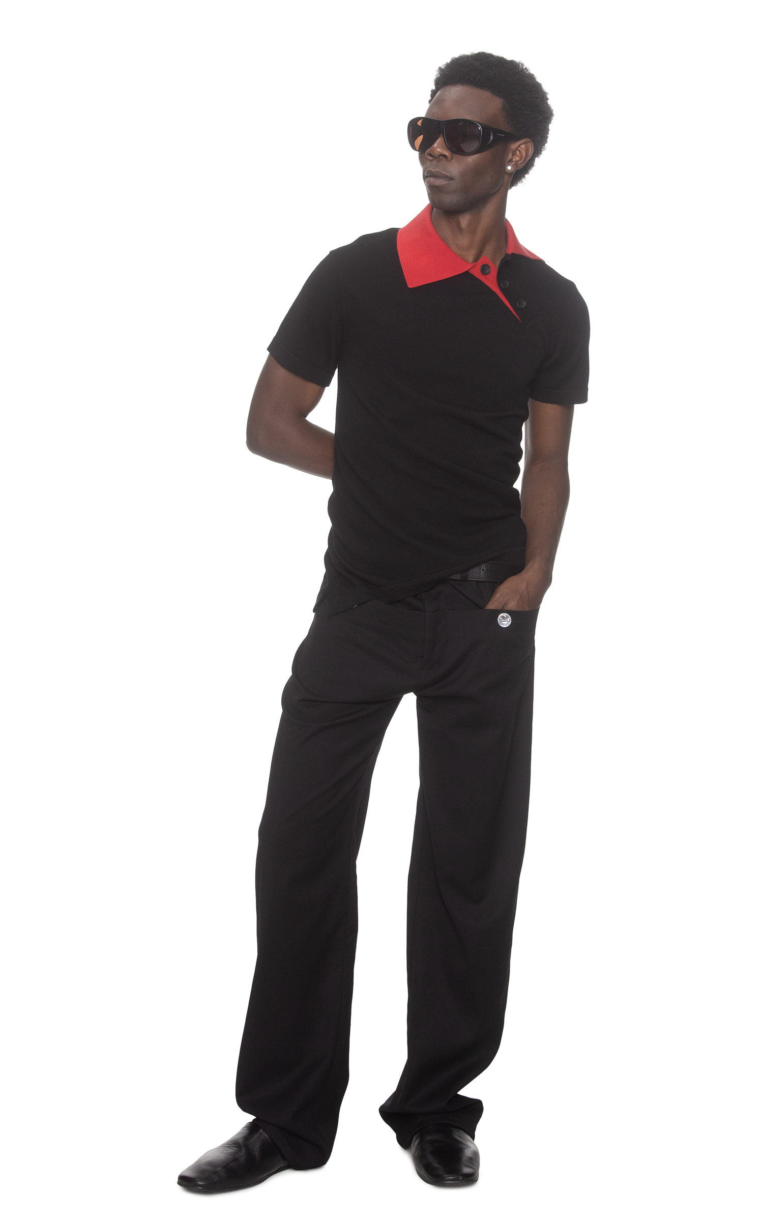 TWISTED KNIT POLO IN BLACK