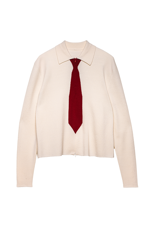 BURGUNDY KNIT TIE POLO