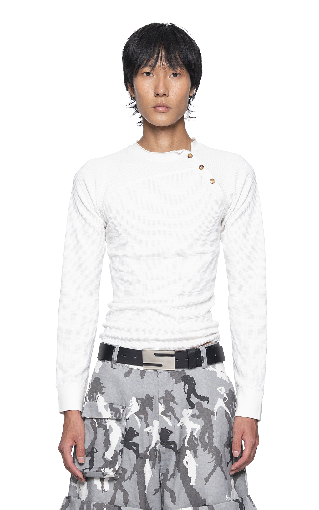 WHITE TWISTED HENLEY