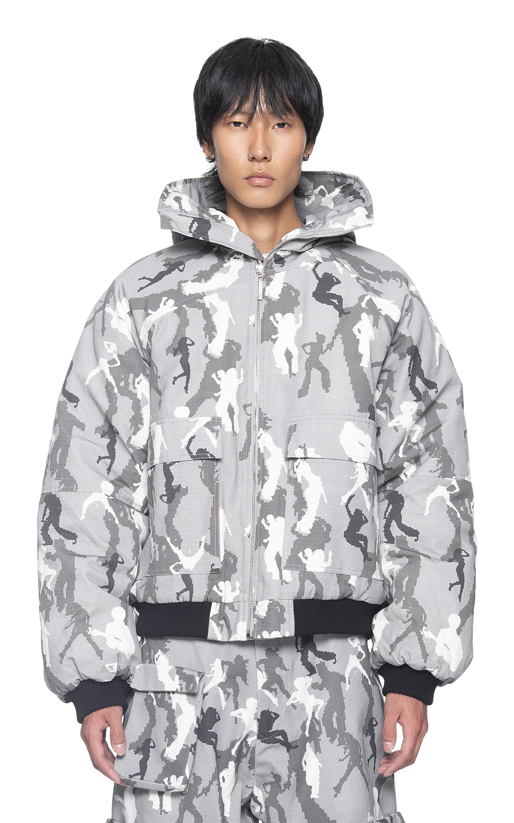 GRAY CAMO BOMBER JACKET