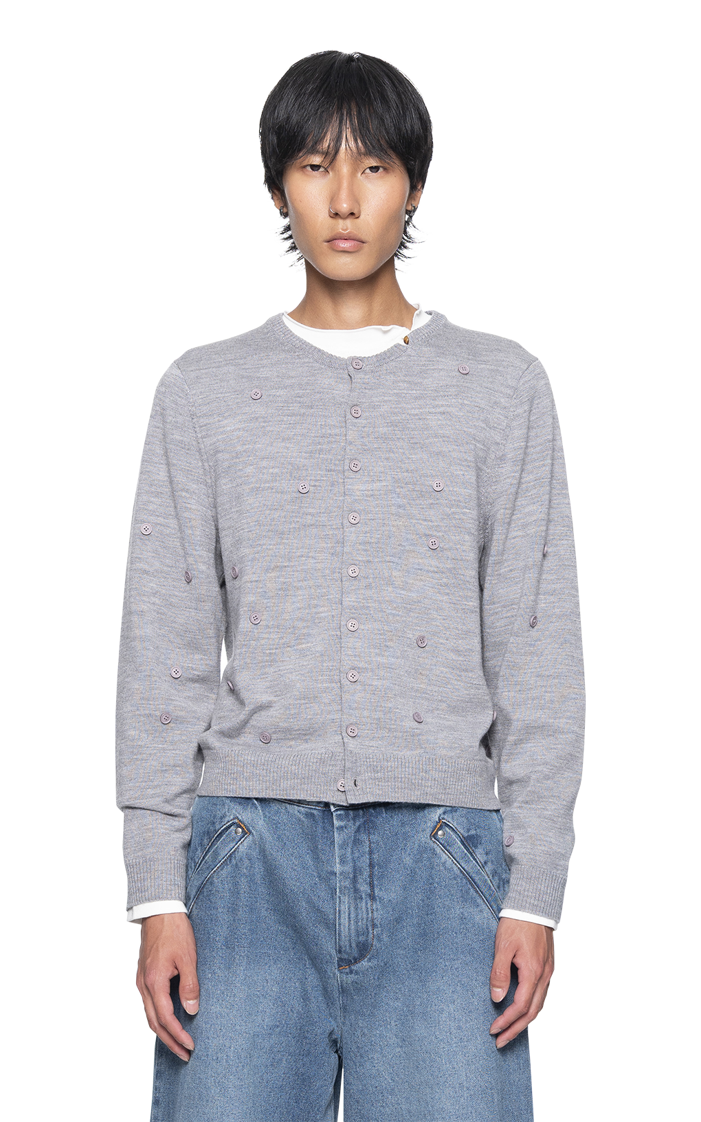 GRAY BUTTON CARDIGAN