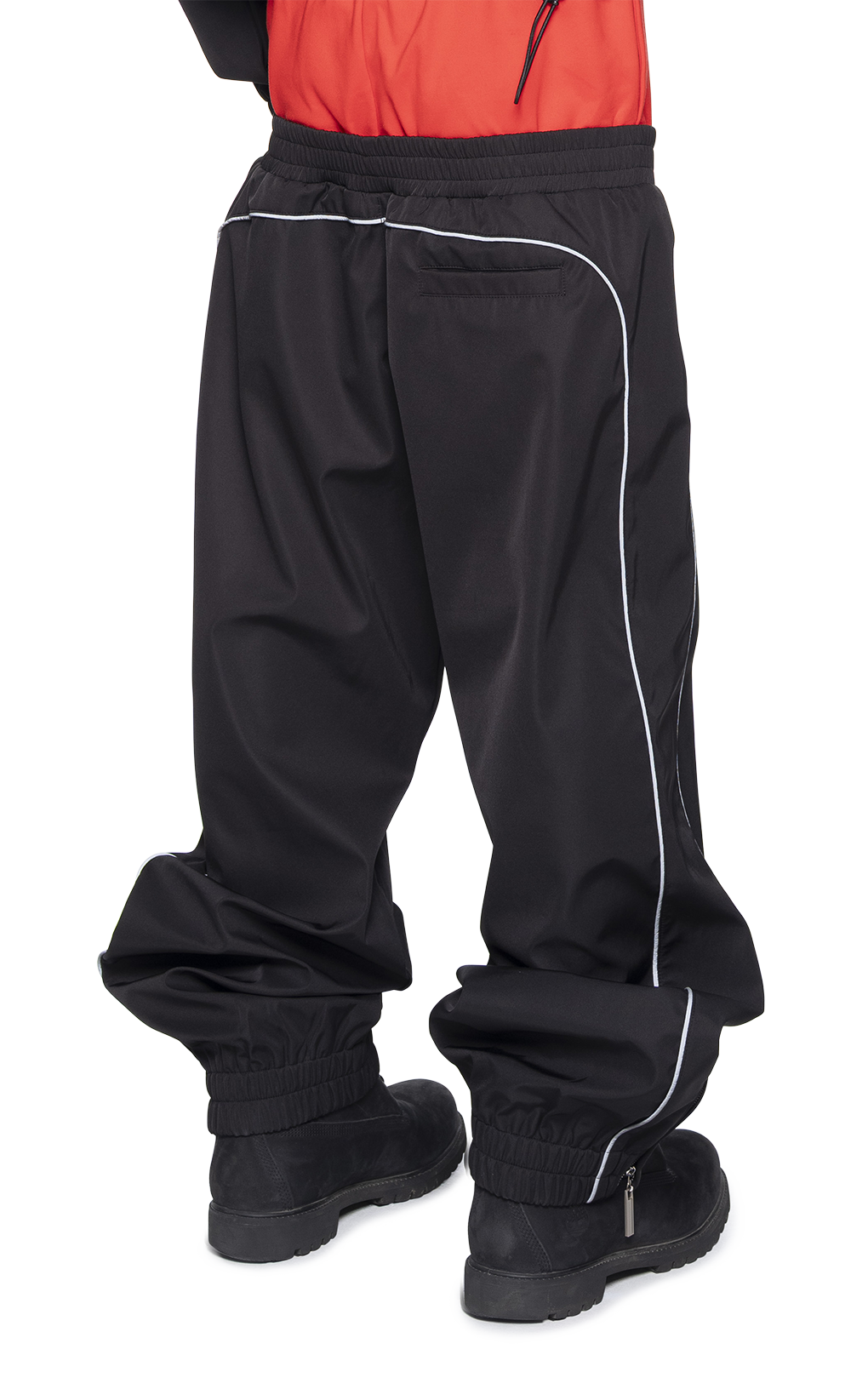 BLACK DOUBLE WAIST TRACK PANTS