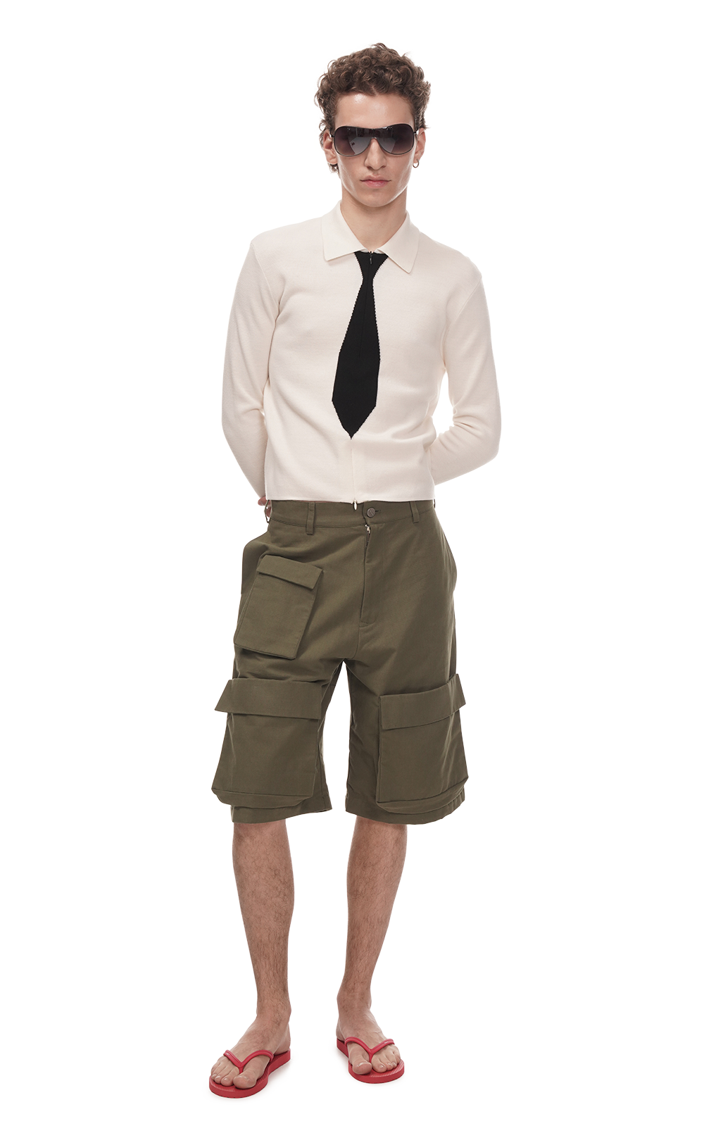 KNITTED TIE SHIRT IN WHITE