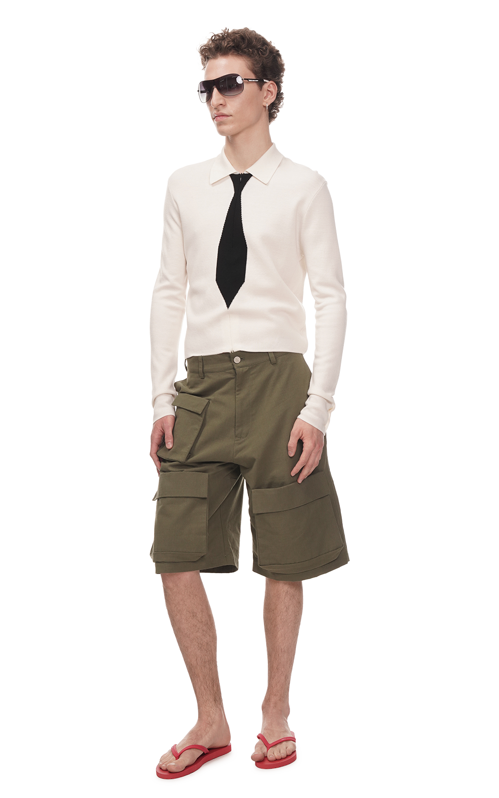 KNITTED TIE SHIRT IN WHITE