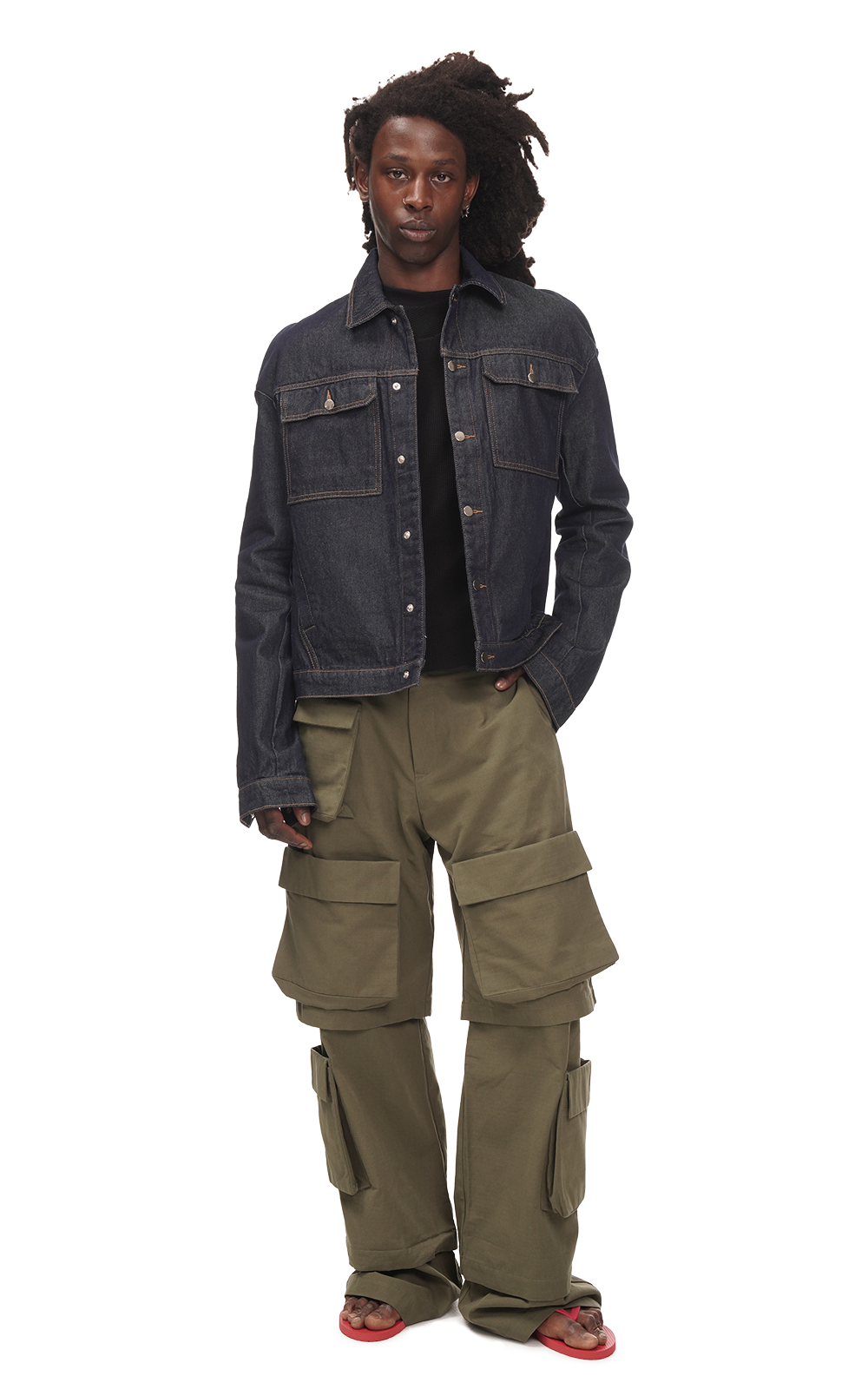 CROPPED DENIM JACKET IN NAVY