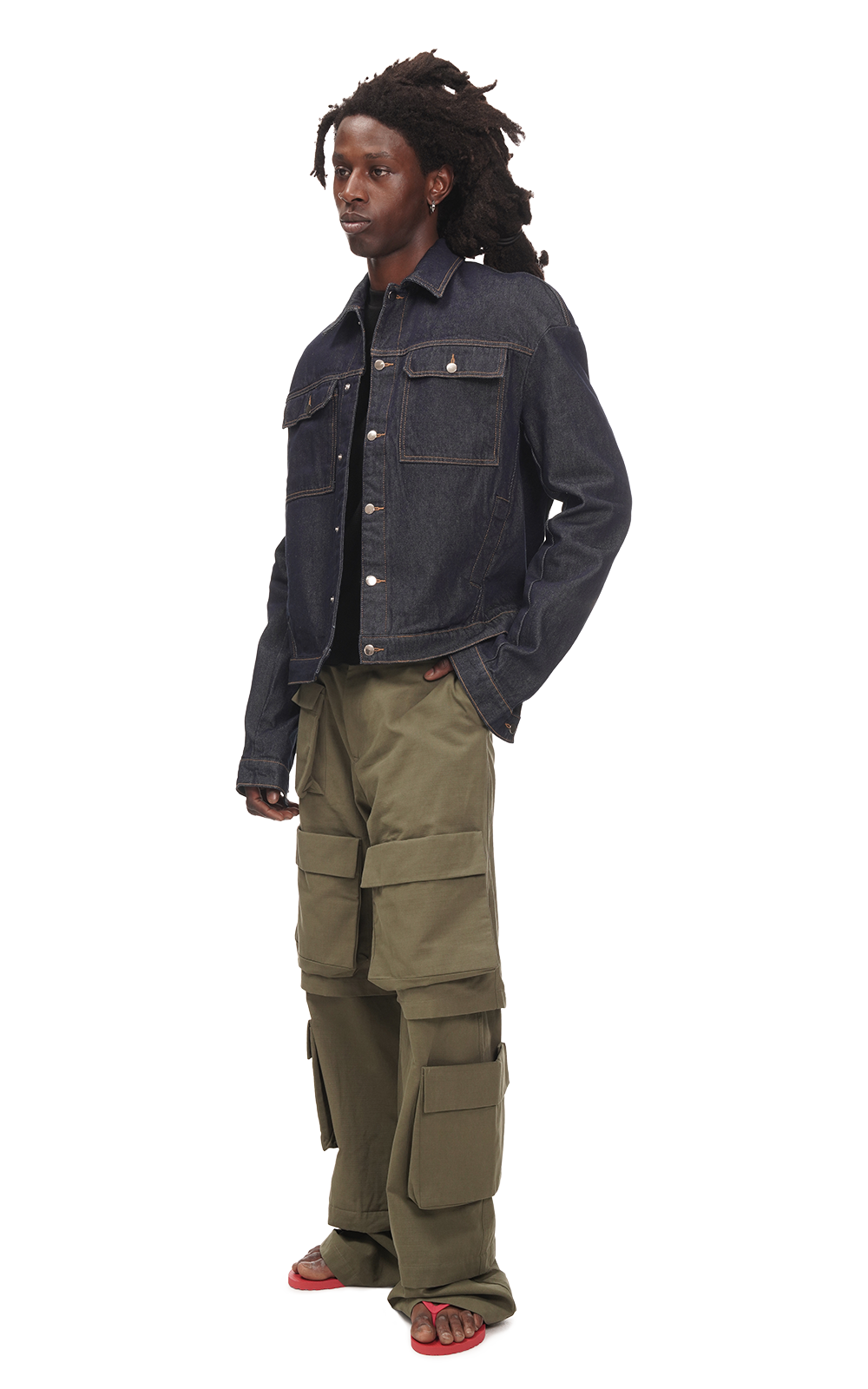 CROPPED DENIM JACKET IN NAVY