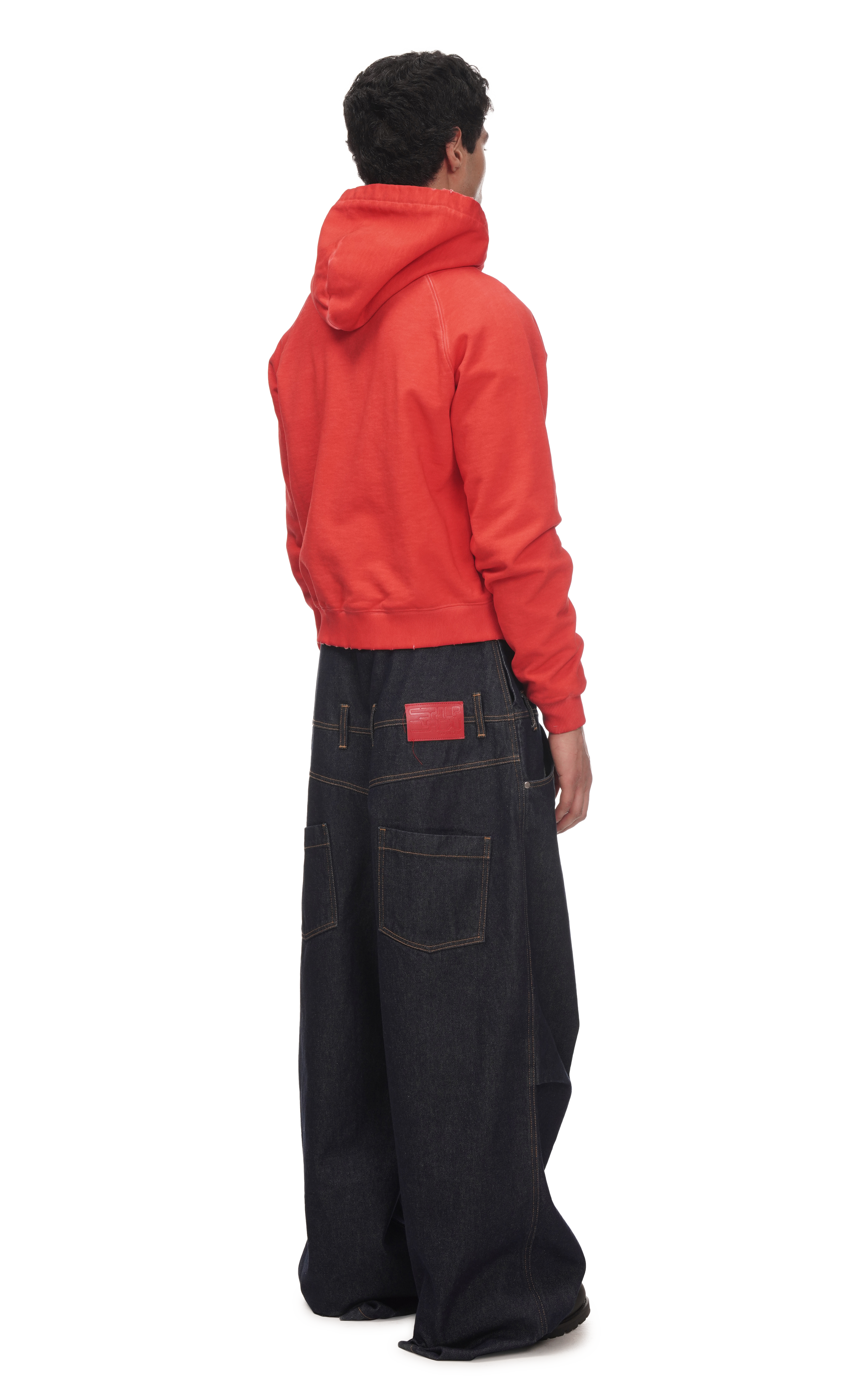 ASYMMETRICAL RAGLAN HOODIE IN RED