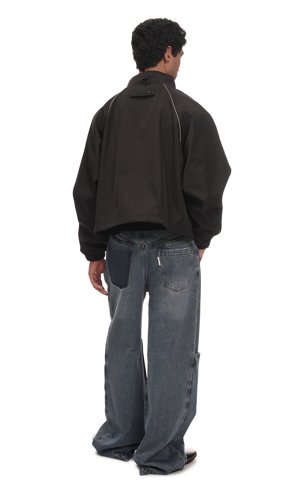 REFLECTIVE TRACK JACKET IN BLACK