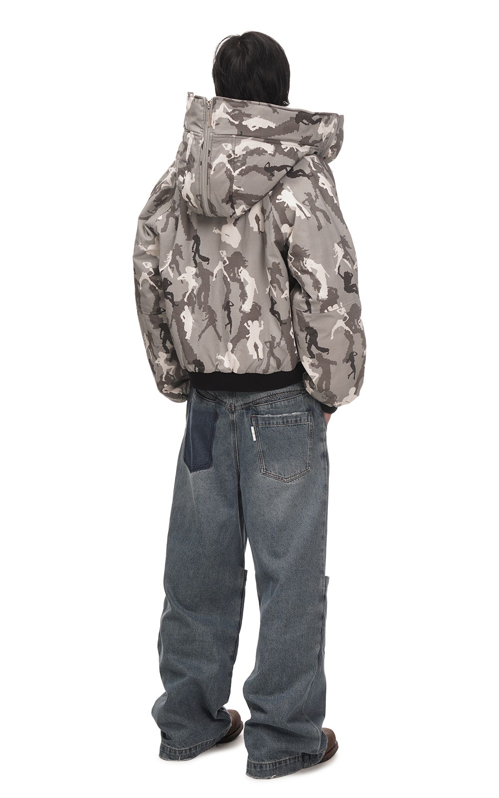 DANCING CAMO BOMBER JACKET IN GRAY