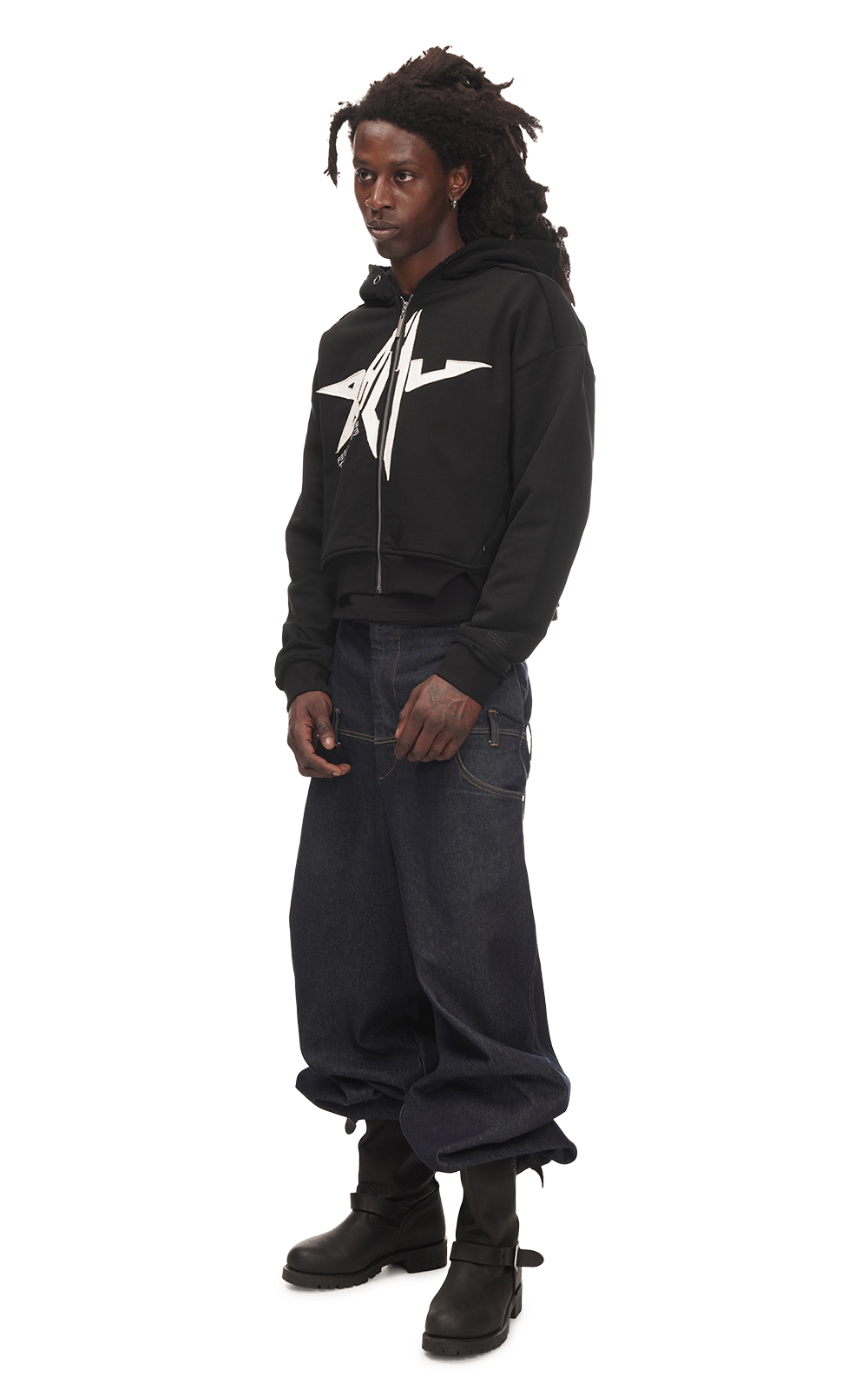APPLIQUE BADU STAR HOODIE IN BLACK