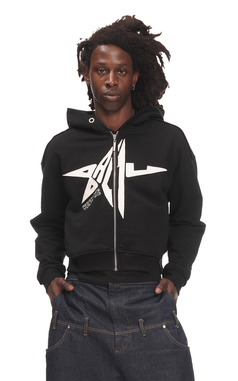 APPLIQUE BADU STAR HOODIE IN BLACK