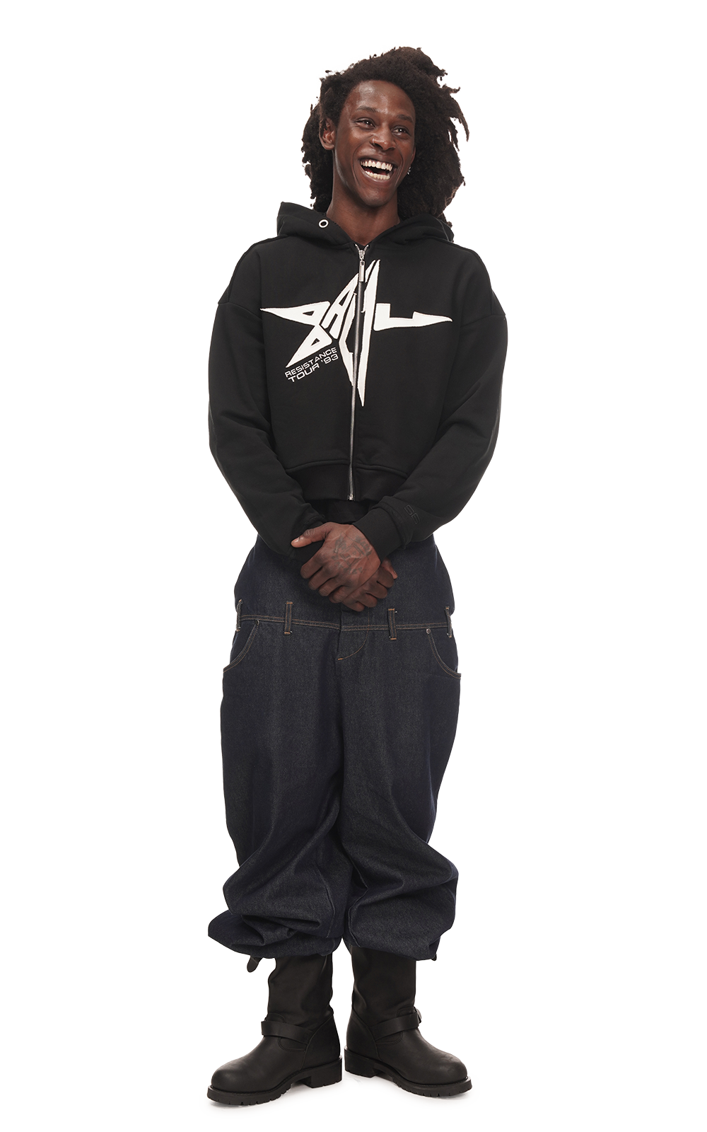 APPLIQUE BADU STAR HOODIE IN BLACK