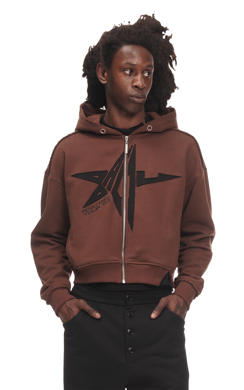 APPLIQUE BADU STAR HOODIE IN BROWN