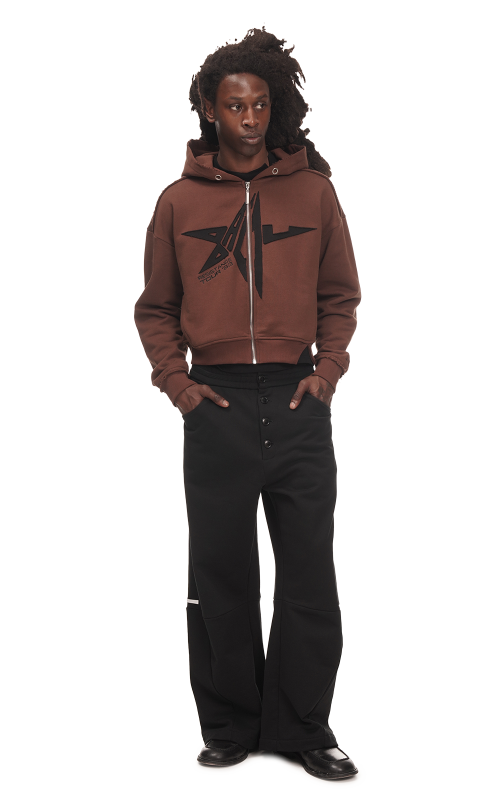 APPLIQUE BADU STAR HOODIE IN BROWN