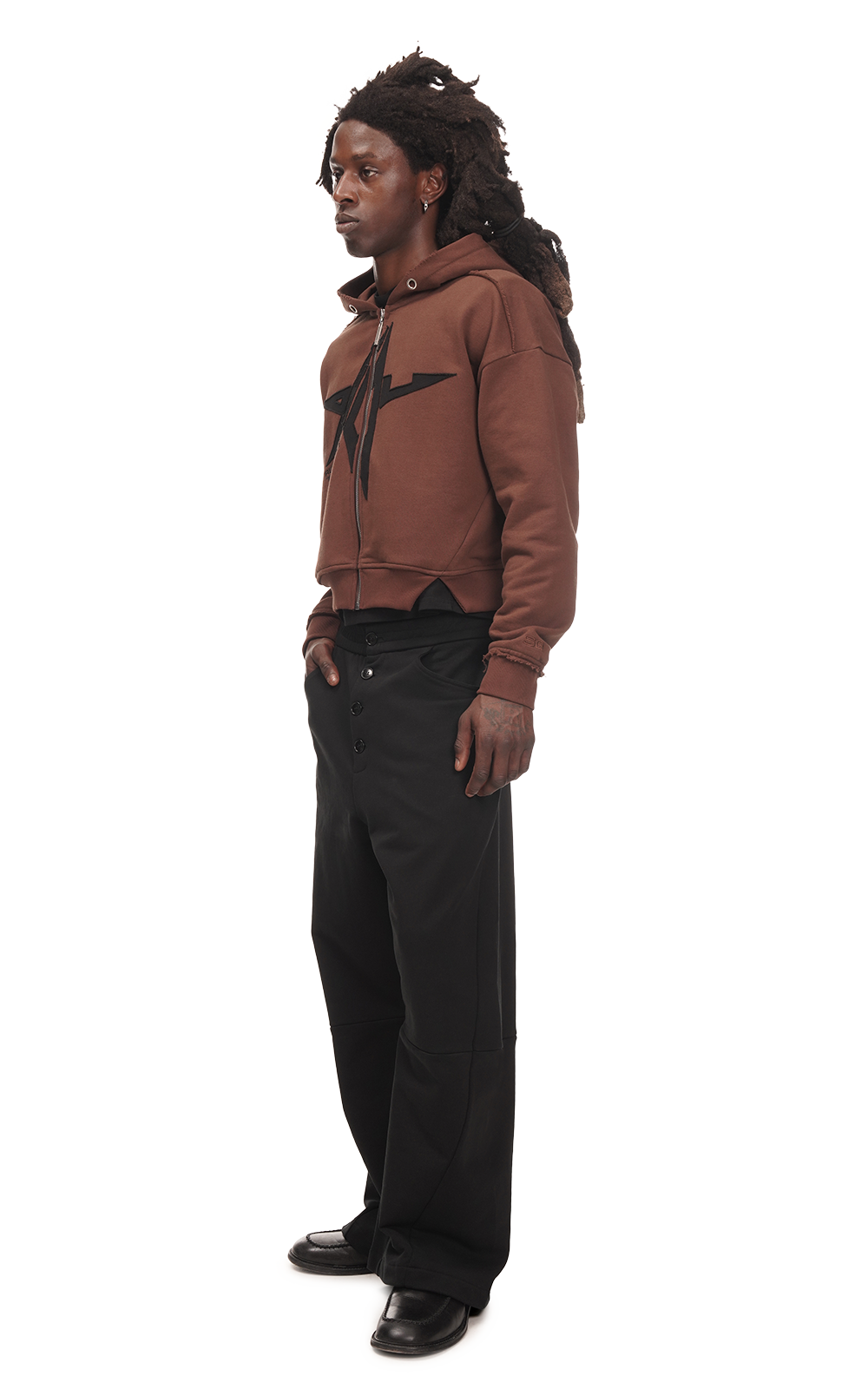 APPLIQUE BADU STAR HOODIE IN BROWN