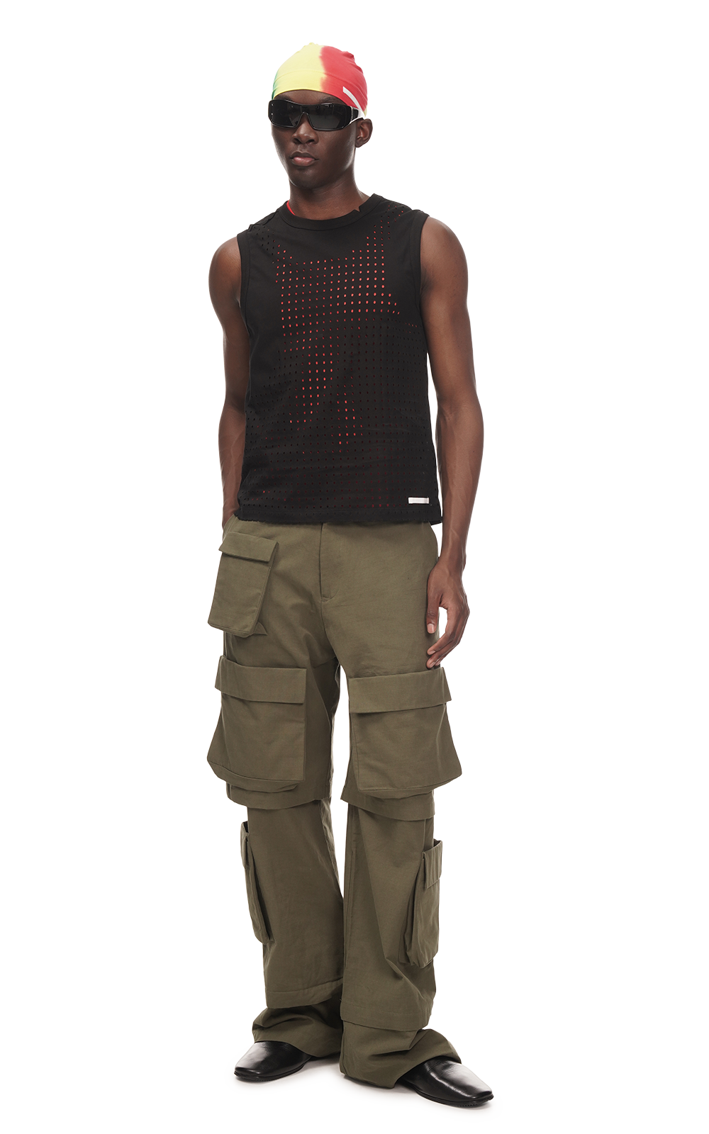 LASER CUT TANK TOP IN BLACK