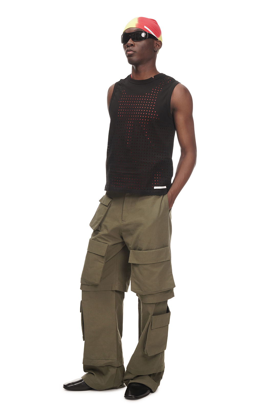 LASER CUT TANK TOP IN BLACK
