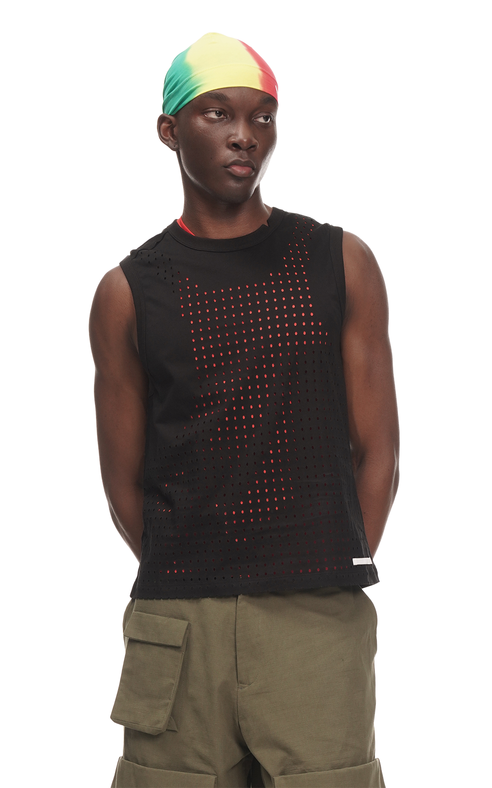 LASER CUT TANK TOP IN BLACK