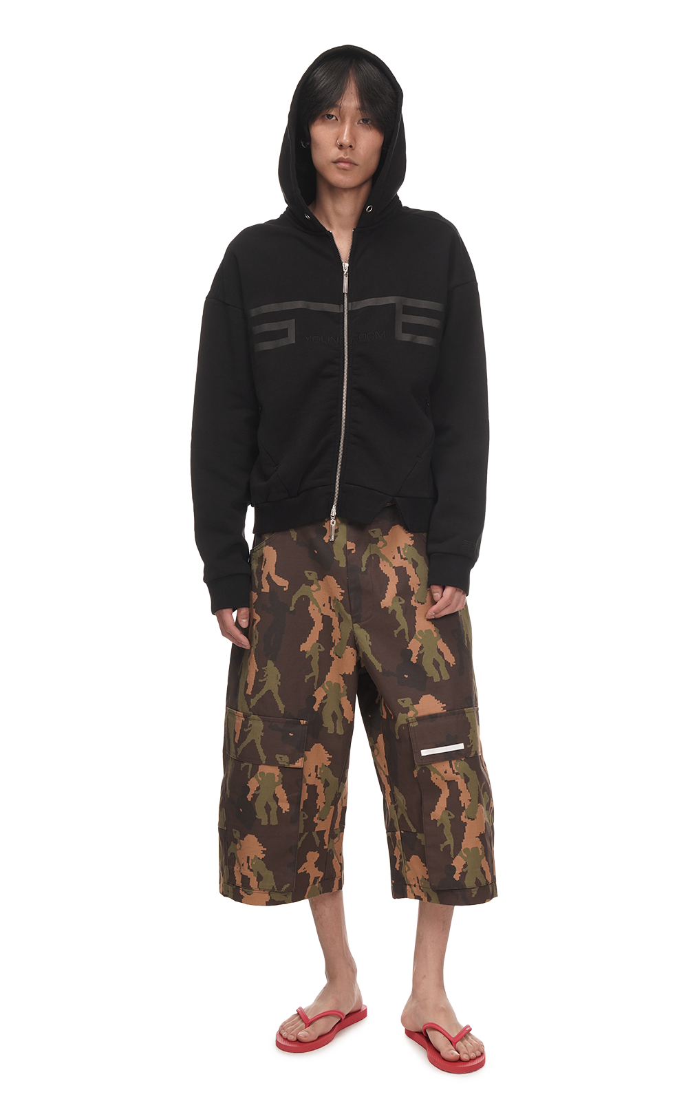 EMBROIDERED YOUNIFORM HOODIE IN BLACK