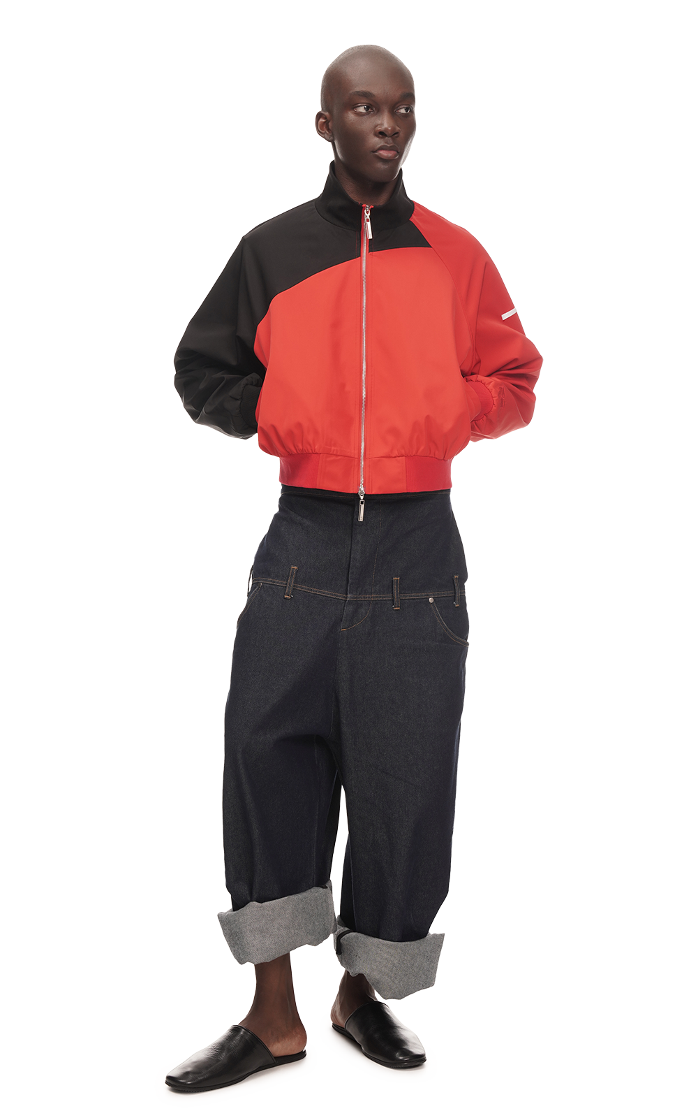 ASYMMETRICAL TRACK JACKET IN RED