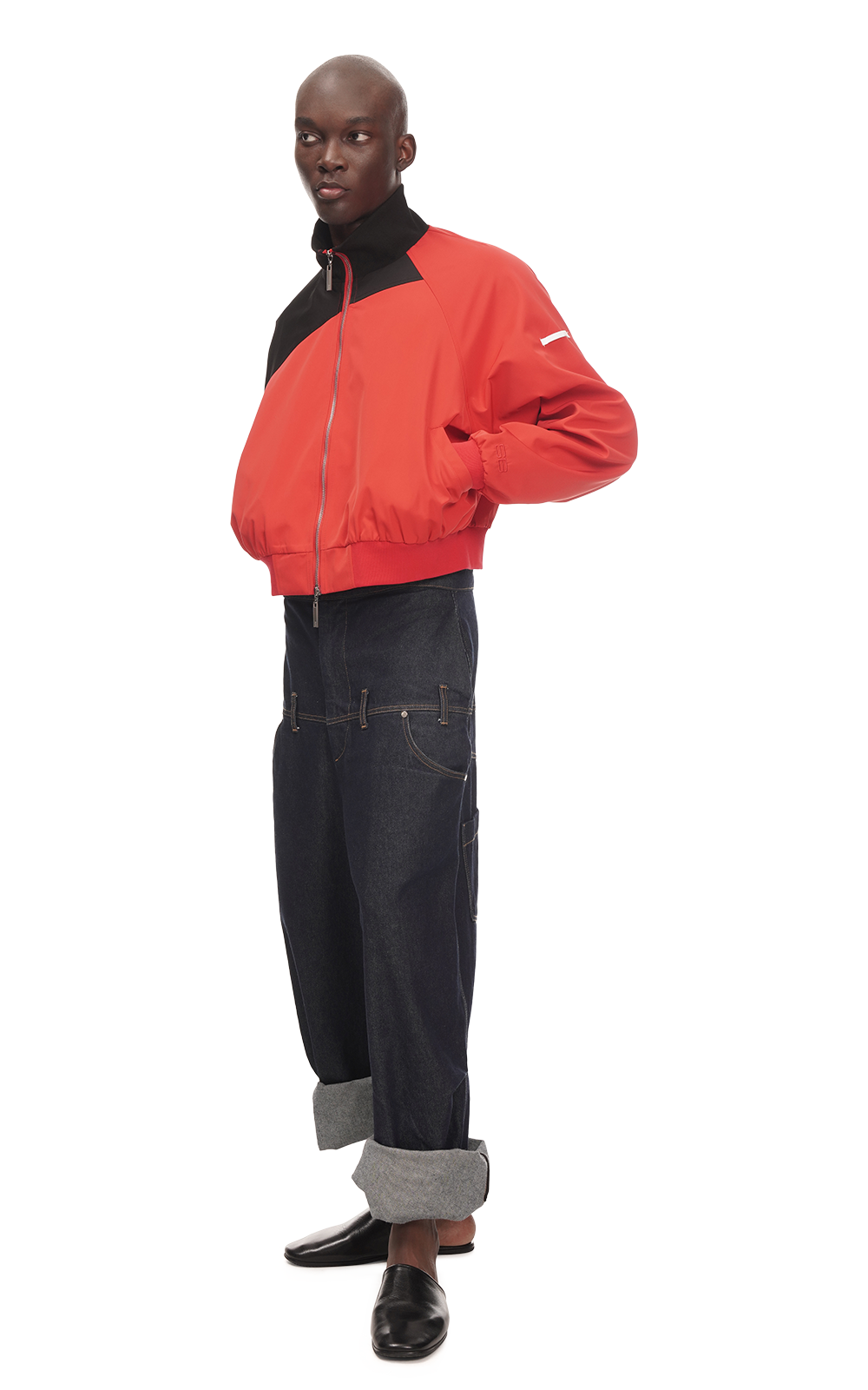 ASYMMETRICAL TRACK JACKET IN RED