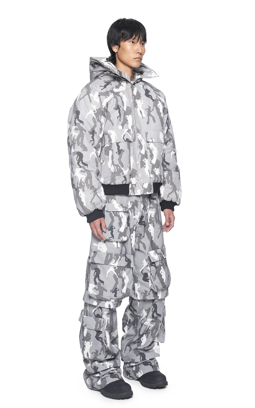 GRAY CAMO BOMBER JACKET