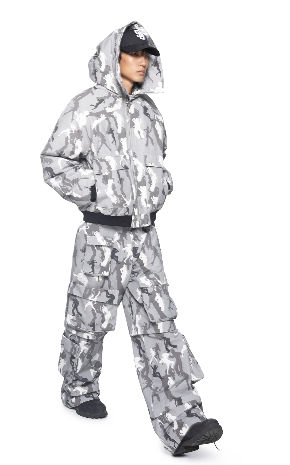 GRAY CAMO BOMBER JACKET