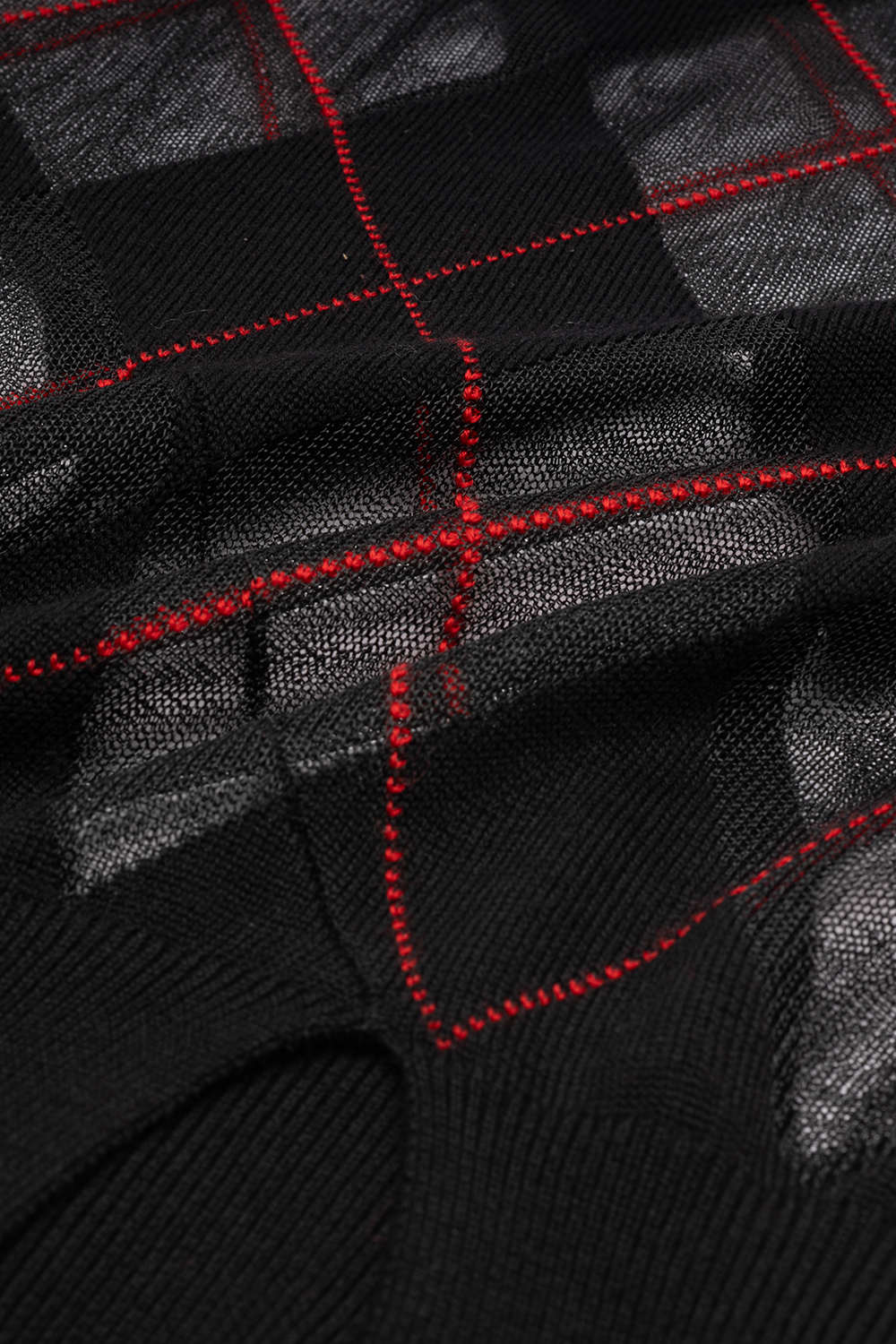 SHEER ARGYLE VEST IN BLACK