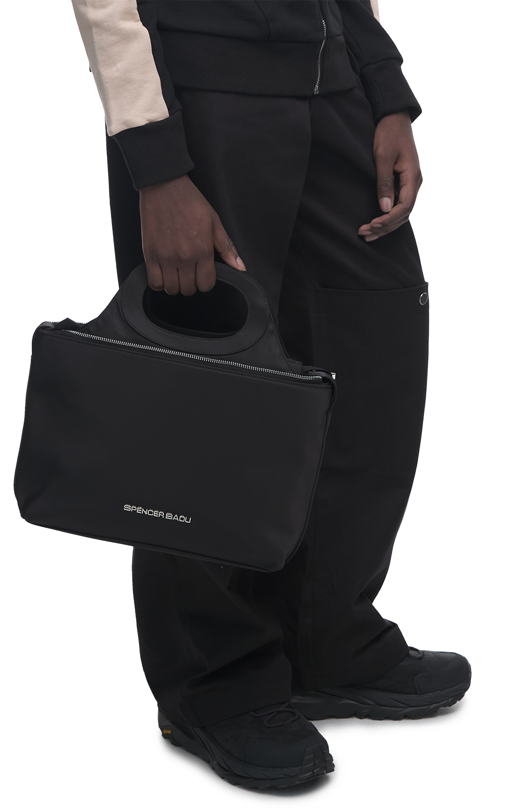 BLACK MEDIUM 2-IN-1 TOTE BAG – SPENCER BADU BLACK MEDIUM 2-IN-1 TOTE BAG – SPENCER BADU