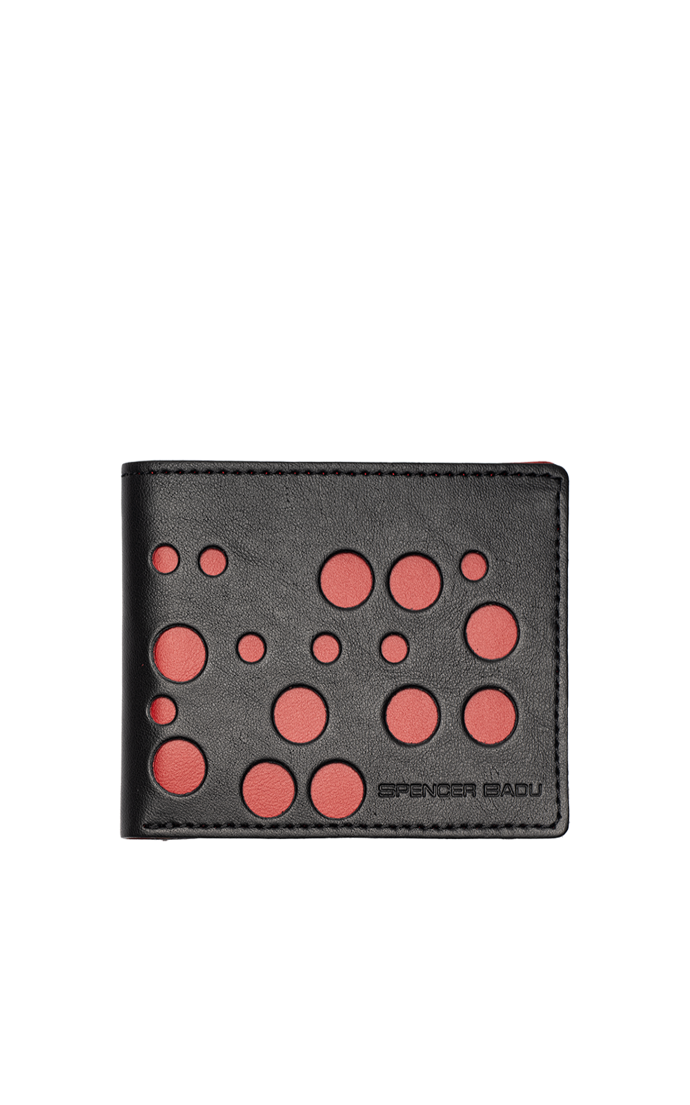 LEATHER PERFORATED WALLET IN BLACK